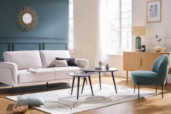 Miliboo Design-Sofa mit Stoff im Samtdesign Beige 3-Sitzer MOSCO* Design-sofas