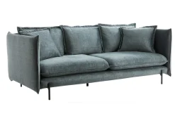 Miliboo Design-Sofa 3/4-Sitzer in blaugrauem Veloursstoff und schwarzem Metall ALMAR* Design-sofas