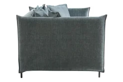 Miliboo Design-Sofa 3/4-Sitzer in blaugrauem Veloursstoff und schwarzem Metall ALMAR* Design-sofas