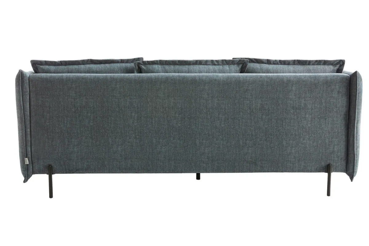 Miliboo Design-Sofa 3/4-Sitzer in blaugrauem Veloursstoff und schwarzem Metall ALMAR* Design-sofas