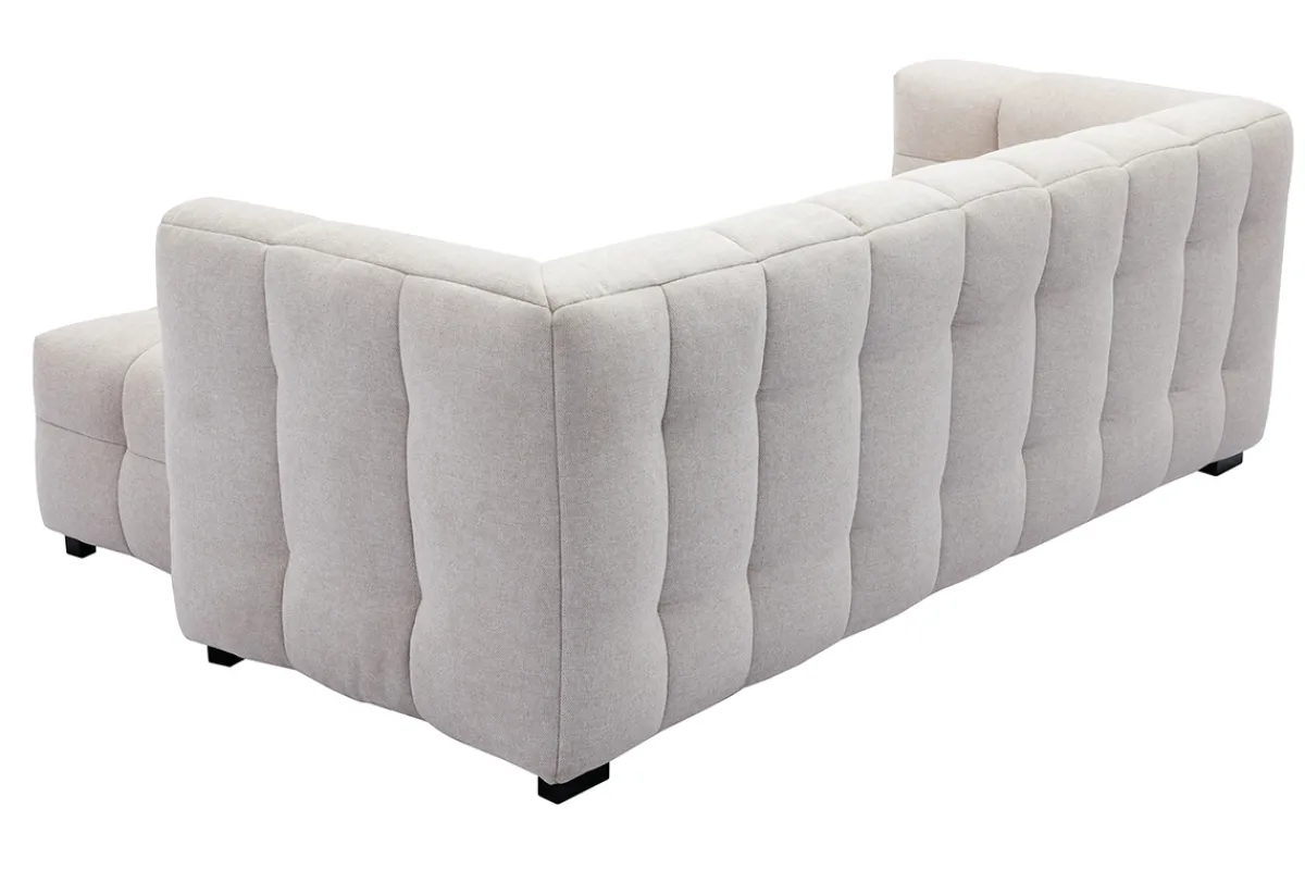 Miliboo Design-Sofa 3-Sitzer mit Fußstütze aus beigem Stoff im Samtdesign CORTO* Design-sofas