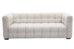 Miliboo Design-Sofa 3-Sitzer mit Fußstütze aus beigem Stoff im Samtdesign CORTO* Design-sofas