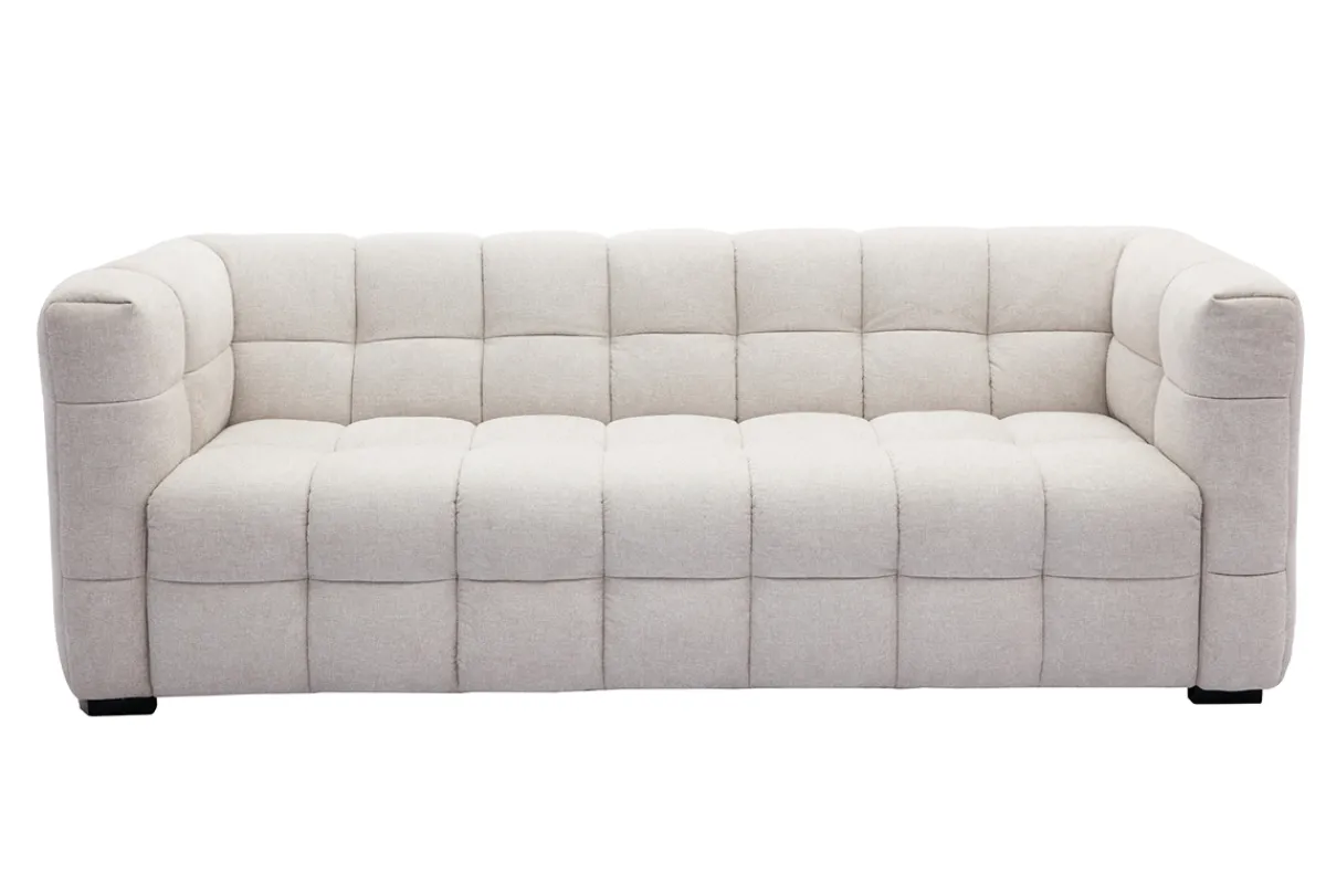 Miliboo Design-Sofa 3-Sitzer mit Fußstütze aus beigem Stoff im Samtdesign CORTO* Design-sofas