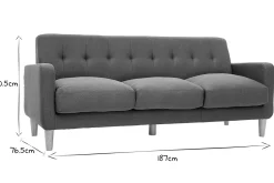 Miliboo Design-Sofa skandinavisch naturfarbener Stoff 3-Sitzer LUNA* Design-sofas