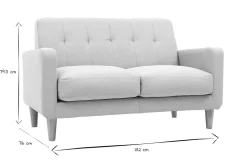 Miliboo Design-Sofa skandinavisch hellgrauer Stoff 2-Sitzer LUNA* Design-sofas