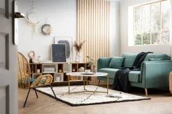 Miliboo Design-Sofa VOGUE drei Sitze aus hellgrauem Samt* Design-sofas