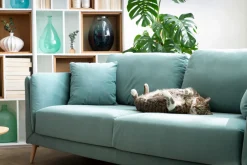 Miliboo Design-Sofa VOGUE drei Sitze aus hellgrauem Samt* Design-sofas