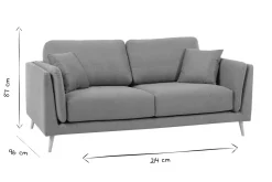 Miliboo Design-Sofa VOGUE drei Sitze aus hellgrauem Samt* Design-sofas
