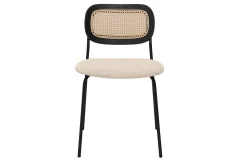 Miliboo Designstühle aus beigem Textur-Veloursstoff, schwarzem Metall und Rattan-Geflecht (2er-Set) MIRANDA* Design-stühle
