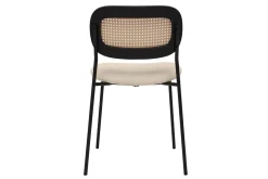 Miliboo Designstühle aus beigem Textur-Veloursstoff, schwarzem Metall und Rattan-Geflecht (2er-Set) MIRANDA* Design-stühle