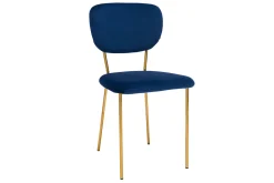 Miliboo Design-Stühle aus blauem Samt und vergoldetem Metallgestell - 2er-Satz LEPIDUS* Design-stühle