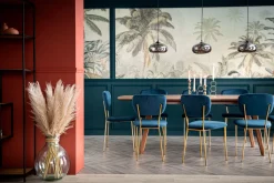 Miliboo Design-Stühle aus blauem Samt und vergoldetem Metallgestell - 2er-Satz LEPIDUS* Design-stühle