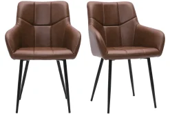 Miliboo Design-Stühle aus braunem Polyurethan und schwarzem Metall (2er-Set) MONTERO* Design-stühle