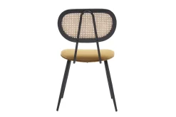 Miliboo Design-Stühle aus bronzefarbenem Samtstoff, schwarzem Metall und naturfarbenem Rattangeflecht (2er-Set) TOLMA* Design-stühle
