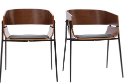 Miliboo Design-Stühle aus dunklem Holz und schwarzem Metall (2er-Set) WESS* Design-stühle