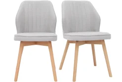 Miliboo Design-Stühle aus grauem Stoff mit Samteffekt und Füße aus Holz (2er-Set) FANETTE* Design-stühle