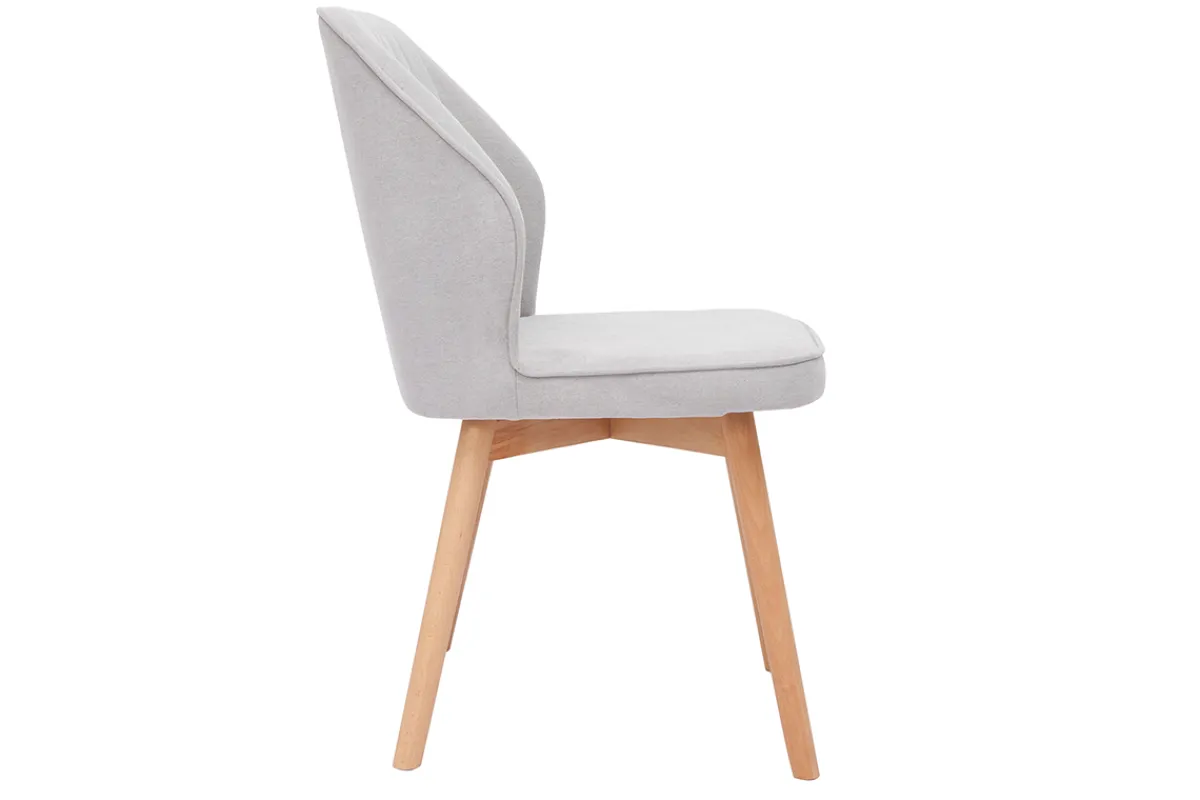Miliboo Design-Stühle aus grauem Stoff mit Samteffekt und Füße aus Holz (2er-Set) FANETTE* Design-stühle