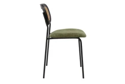 Miliboo Designstühle aus grünem strukturiertem Samtstoff, schwarzem Metall und Rattan-Geflecht (2er-Set) MIRANDA* Design-stühle