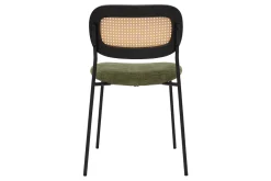 Miliboo Designstühle aus grünem strukturiertem Samtstoff, schwarzem Metall und Rattan-Geflecht (2er-Set) MIRANDA* Design-stühle