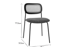 Miliboo Designstühle aus grünem strukturiertem Samtstoff, schwarzem Metall und Rattan-Geflecht (2er-Set) MIRANDA* Design-stühle
