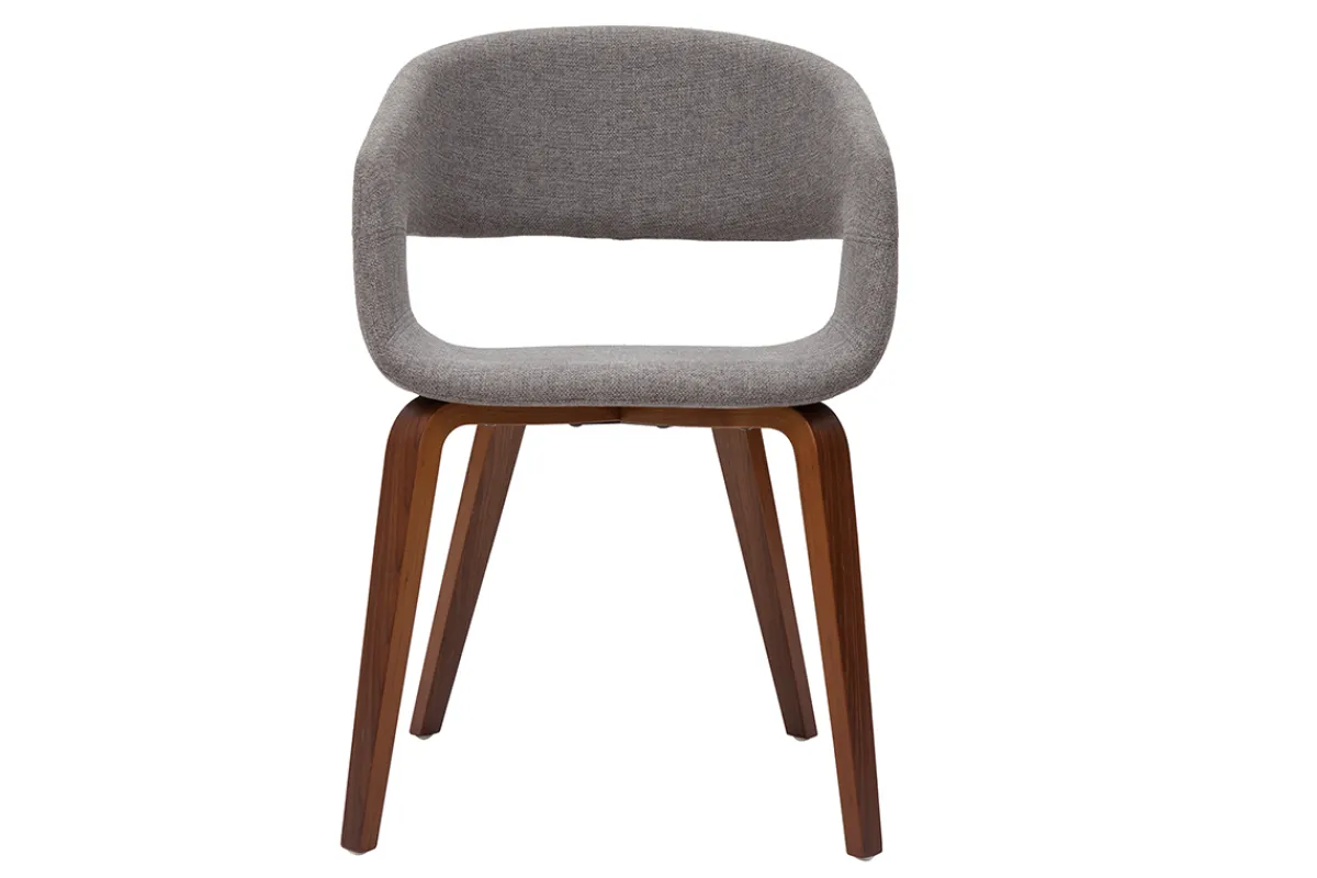 Miliboo Design-Stühle aus hellgrauem Stoff mit dunklen Holzbeinen (2er-Set) SLAM* Design-stühle