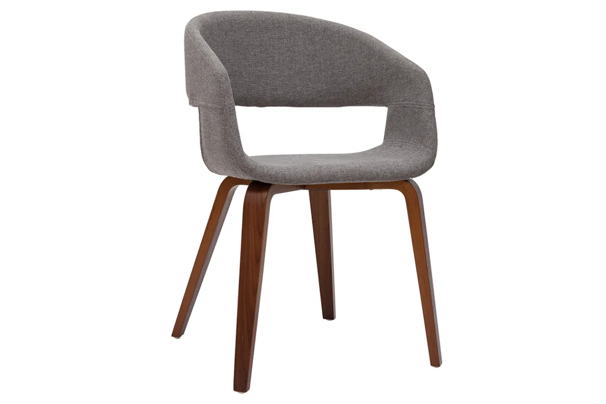 Miliboo Design-Stühle aus hellgrauem Stoff mit dunklen Holzbeinen (2er-Set) SLAM* Design-stühle