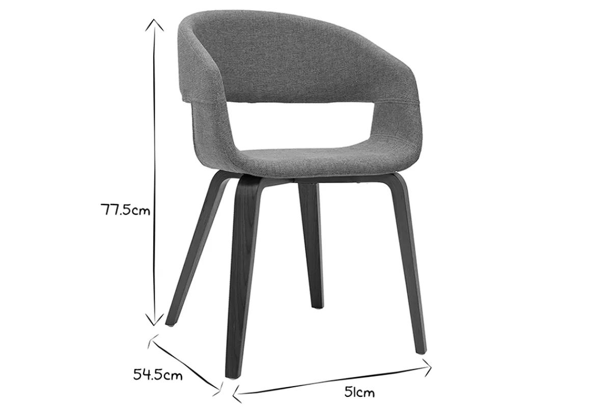 Miliboo Design-Stühle aus hellgrauem Stoff mit dunklen Holzbeinen (2er-Set) SLAM* Design-stühle