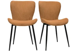 Miliboo Design-Stühle aus kumingelbem Cord mit Samteffekt und schwarzen Metallbeinen (2er-Set) ADDICT* Design-stühle