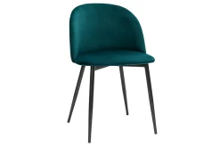 Miliboo Design-Stühle aus petrolblauem Samtstoff und schwarzem Metall (2er-Set) CELESTE* Design-stühle