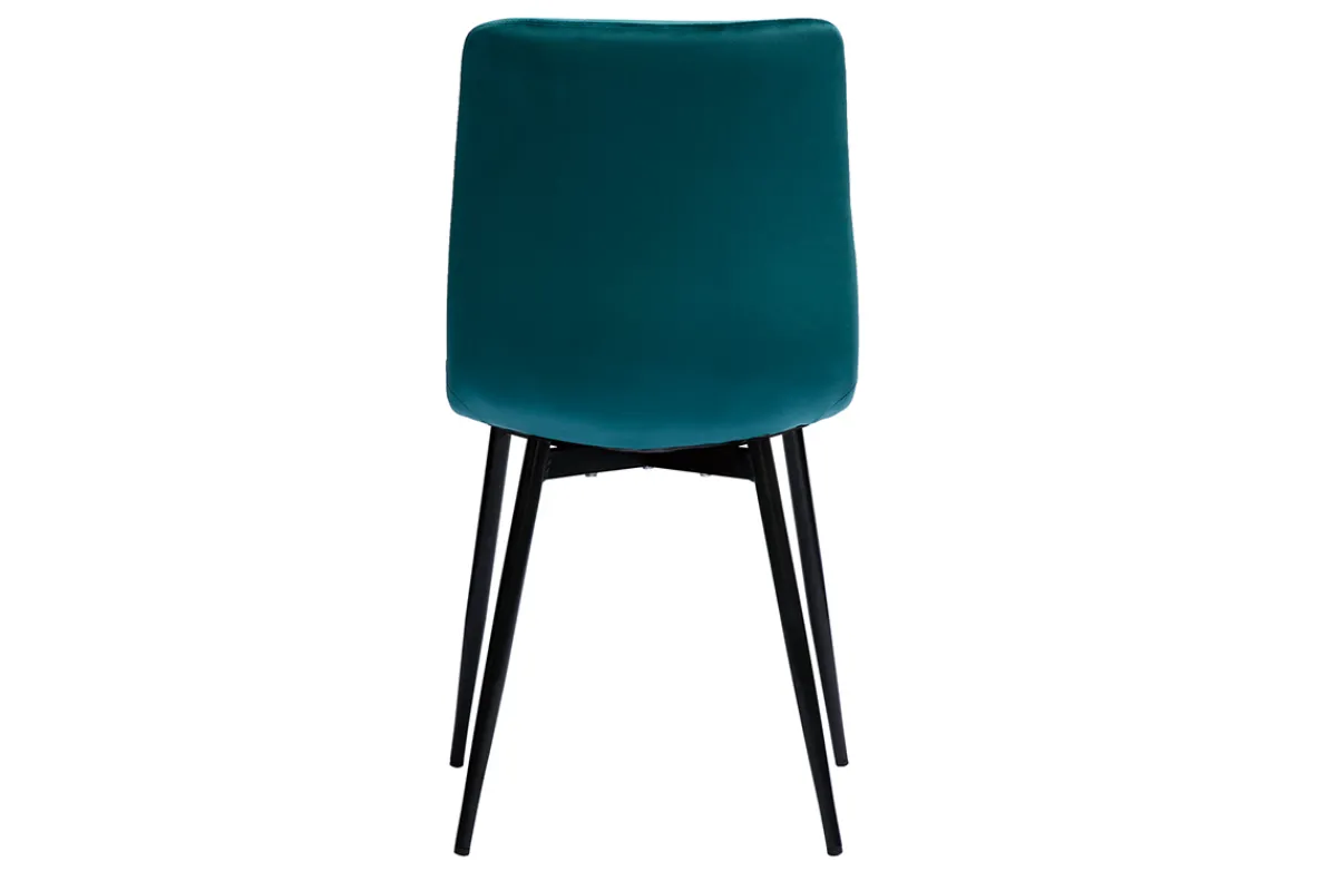 Miliboo Design-Stühle aus petrolfarbenem Samtstoff und schwarzem Metall (2er-Set) MAXWELL* Design-stühle