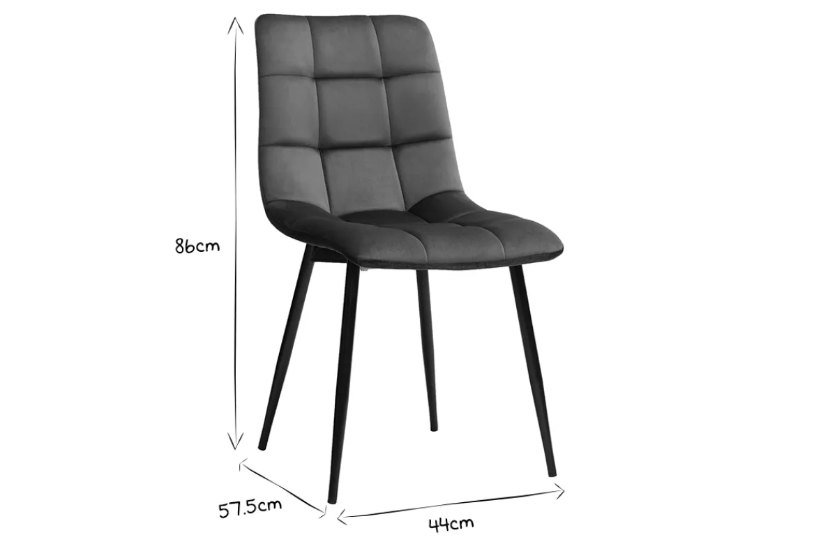 Miliboo Design-Stühle aus petrolfarbenem Samtstoff und schwarzem Metall (2er-Set) MAXWELL* Design-stühle