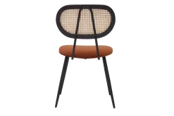 Miliboo Design-Stühle aus rotbraunem Samtstoff, schwarzem Metall und naturfarbenem Rattangeflecht (2er-Set) TOLMA* Design-stühle