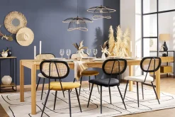 Miliboo Design-Stühle aus schwarzem Samtstoff, Metall und naturfarbenem Rattangeflecht (2er-Set) TOLMA* Design-stühle