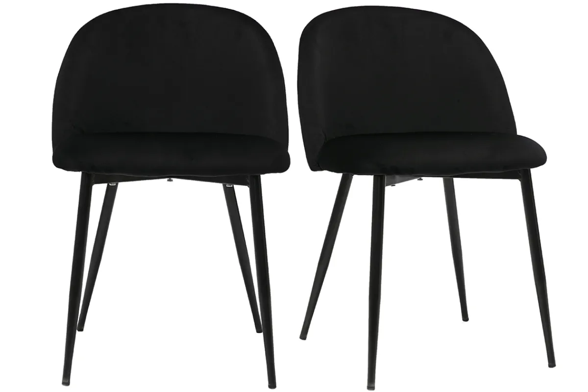 Miliboo Design-Stühle aus schwarzem Samt und schwarzem Metall (2er-Set) CELESTE* Design-stühle