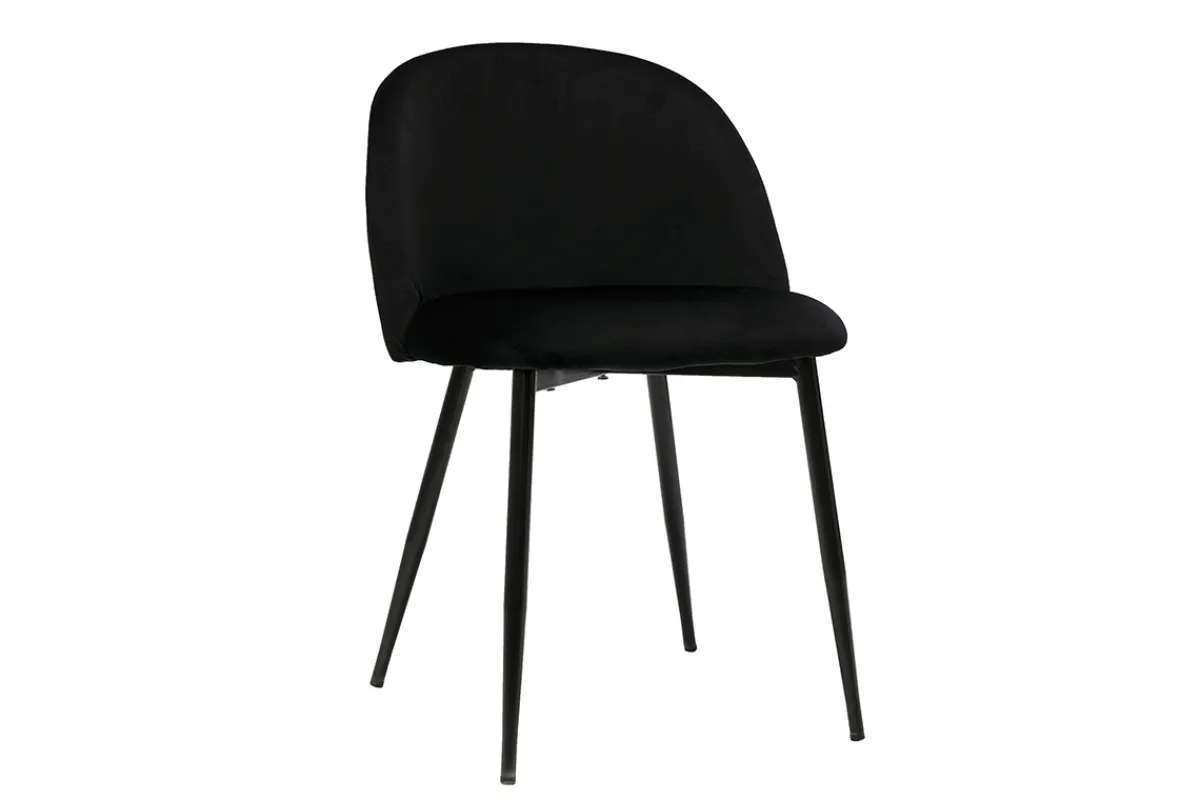 Miliboo Design-Stühle aus schwarzem Samt und schwarzem Metall (2er-Set) CELESTE* Design-stühle