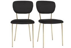 Miliboo Design-Stühle aus schwarzem Samt und vergoldetem Metall (2er-Set) LEPIDUS* Design-stühle