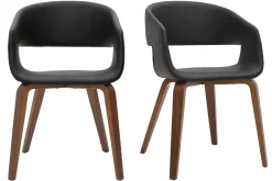 Miliboo Design-Stühle aus schwarzem Polyurethan mit dunklen Holzbeinen (2er-Set) SLAM* Design-stühle