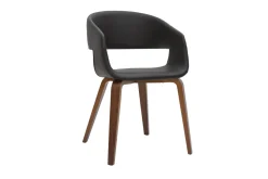 Miliboo Design-Stühle aus schwarzem Polyurethan mit dunklen Holzbeinen (2er-Set) SLAM* Design-stühle