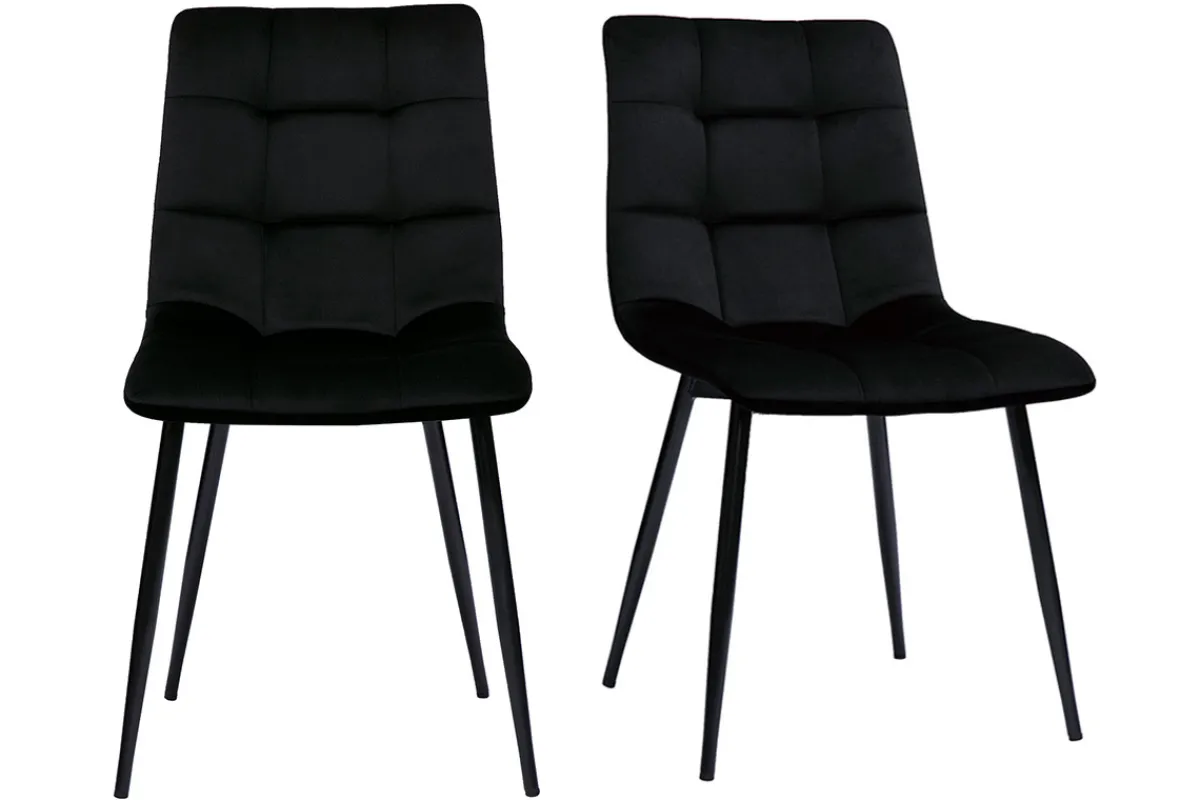 Miliboo Design-Stühle aus schwarzem Samtstoff und Metall (2er-Set) MAXWELL* Design-stühle