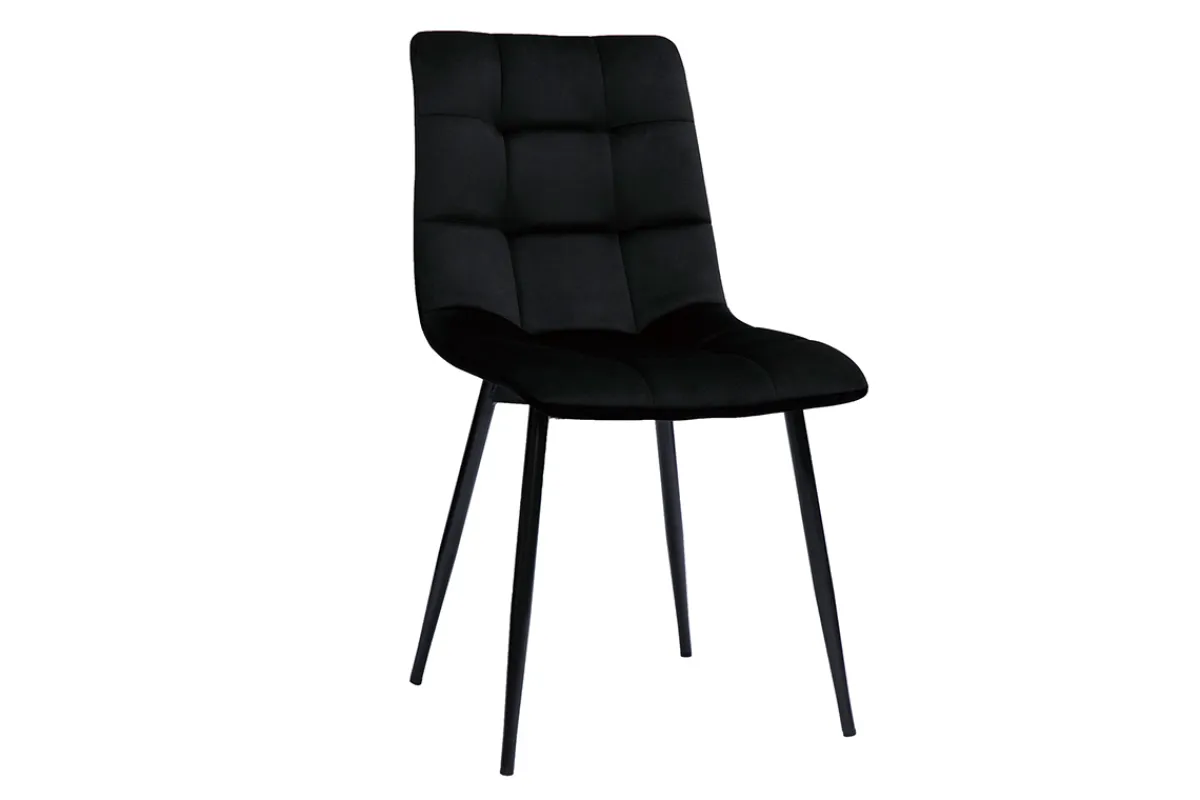 Miliboo Design-Stühle aus schwarzem Samtstoff und Metall (2er-Set) MAXWELL* Design-stühle