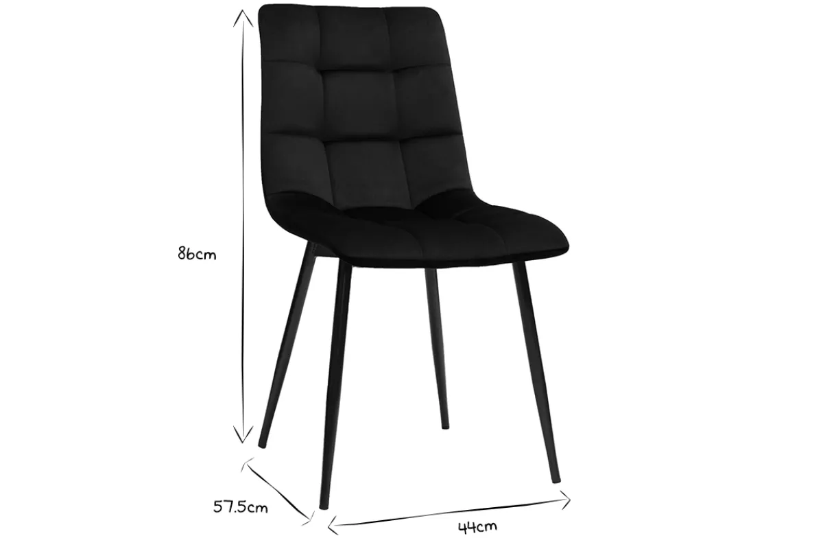 Miliboo Design-Stühle aus schwarzem Samtstoff und Metall (2er-Set) MAXWELL* Design-stühle