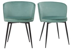 Miliboo Design-Stühle aus seladongrünem Samtstoff und Metall (2er-Set) SERIF* Design-stühle