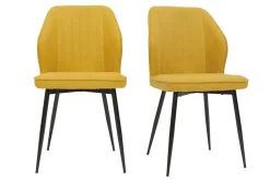 Miliboo Design-Stühle aus senfgelbem Stoff mit Samteffekt mit Beinen aus schwarzem Metall (2er-Set) FANETTE* Design-stühle