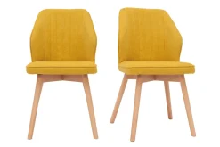 Miliboo Design-Stühle aus senfgelbem Stoff mit Samteffekt mit Beinen aus Holz (2er-Set) FANETTE* Design-stühle