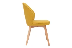 Miliboo Design-Stühle aus senfgelbem Stoff mit Samteffekt mit Beinen aus Holz (2er-Set) FANETTE* Design-stühle