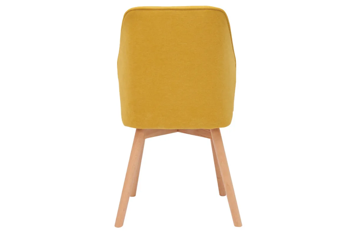 Miliboo Design-Stühle aus senfgelbem Stoff mit Samteffekt mit Beinen aus Holz (2er-Set) FANETTE* Design-stühle