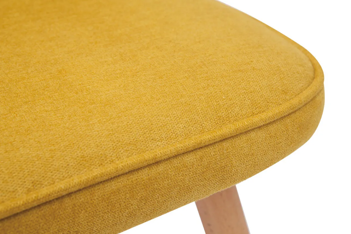 Miliboo Design-Stühle aus senfgelbem Stoff mit Samteffekt mit Beinen aus Holz (2er-Set) FANETTE* Design-stühle