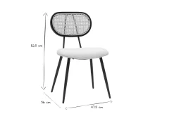 Miliboo Design-Stühle aus Stoff mit Wolleffekt in Off-White, schwarzem Metall und naturfarbenem Rattangeflecht (2er-Set) TOLMA* Design-stühle