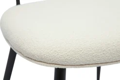 Miliboo Design-Stühle aus Stoff mit Wolleffekt in Off-White, schwarzem Metall und naturfarbenem Rattangeflecht (2er-Set) TOLMA* Design-stühle