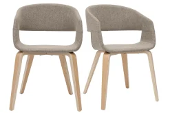 Miliboo Design-Stühle aus taupefarbenem Stoff mit hellen Holzbeinen (2er-Set) SLAM* Design-stühle